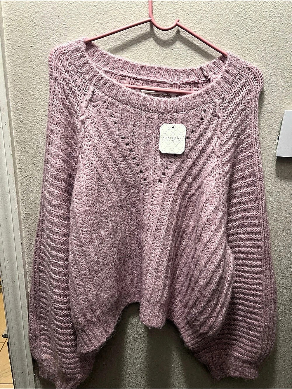 Altar'd State Cable Knit Sweater in Pink XL NWT
